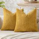 MIULEE Pack of 2 Gold Throw Pillow Covers 18x18 Inch Mustard Yellow Summer Modern Boho Accent Decorative Pillow Covers Soft Chenille Farmhouse Cushion Covers for Home Decor Couch Bed Sofa Living Room