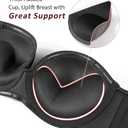 HACI Push up Strapless Bra Thick Padded Demi Underwire Add a Cup Convertible Straps Tshirts Multiway (Black)