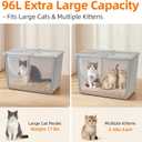 Yangbaga XXL Enclosed Stainless Steel Litter Box with Lid, Side Entry