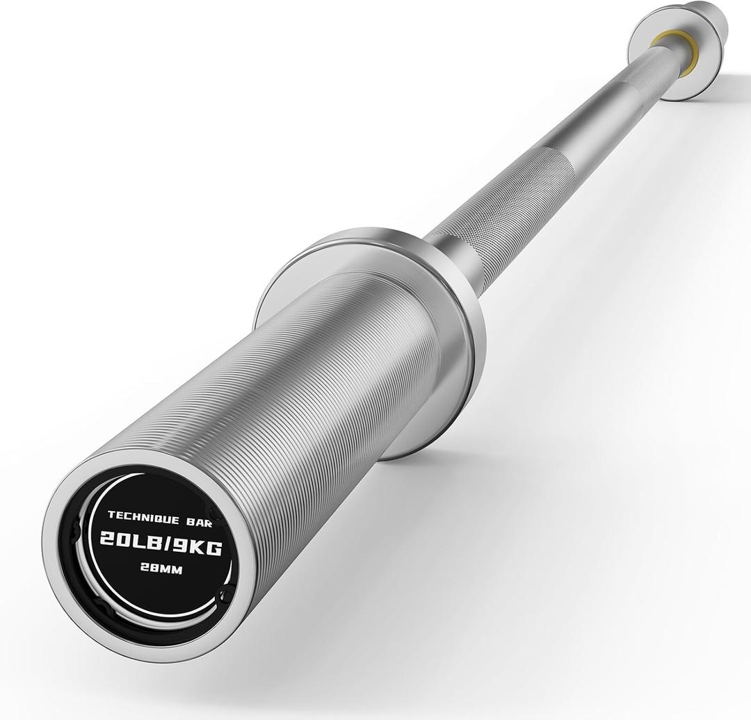 PAPABABE Olympic Barbell, 4ft/5ft/6ft Straight Barbell for Strength Training and Technique Adjusting, 2 inch Olympic Bar with Moderate Knurling For Bench Press, Squats Curls Deadlifts Weightlifting