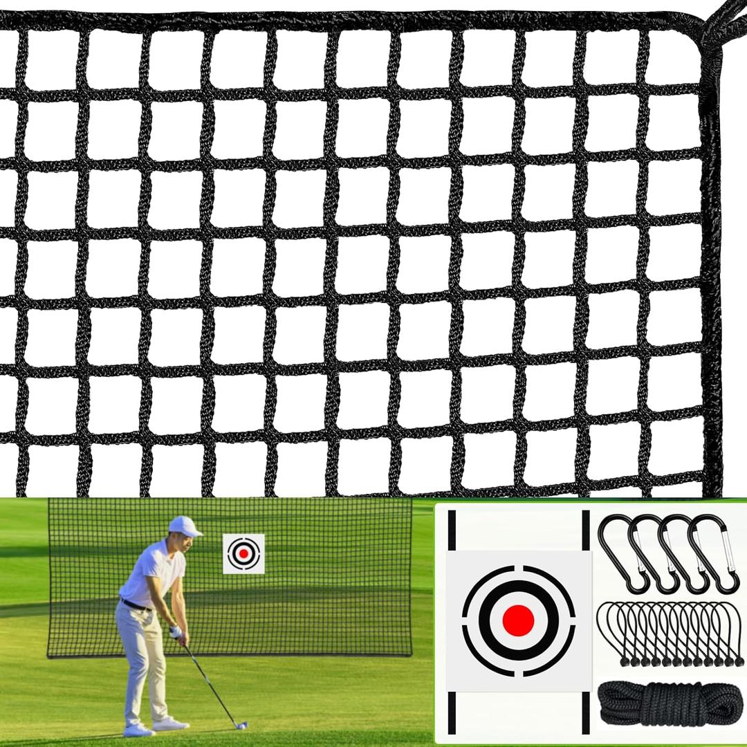 Golf Practice Net - Golf Hitting Net with Target Cloth as Ball Batting Net for Outdoor & Indoor, Heavy Duty Nylon Sports Barrier Netting as Soccer 