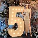 5FT Giant Marquee Light Up Numbers, Marquee Numbers 5 for 5th15th 50th Birthday Decorations, Large Light up Numbers for Party Decor Anniversary, Pre-cut DIY Marquee Letters Mosaic Numbers for Balloons