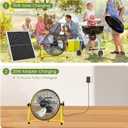 12" Solar Rechargeable Floor Fan, 35W Solar Powered Battery Operated Fans for Outdoor Garden Greenhouse Barn Stable Camping Garage Patio Air Circulation Cooling