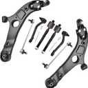 ASTARPRO - Front Suspension end Kit for Kia Optima Hyundai Sonata Azera Cadenza 2 Lower Control Arms w/Ball Joints 4 Inner & Outer Tie Rods 2 Sway Bar Links Replacement - 8pc