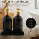 Glass Soap Dispenser Set of 2 (Black) with Silicone Tray | Hand and Dish Soap Dispenser for Kitchen and Bathroom | 16.8 Oz Glass Bottles with Stainless Steel Pump & 15 Waterproof Labels (Black/Gold)