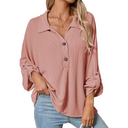 Astylish Women's Casual Blouses Button Down Business Batwing Tops Long Sleeve V Neck Ribbed Shirts 2025 Fall Outfit Size L