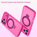 AIGOMARA Phone Case for iPhone 17 Pro 6.3 Inch [Compatible with MagSafe] Hot Pink Magnetic Kickstand Case with Screen Protector Soft TPU + Hard PC Shockproof Phone Cover for Women Men