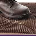 DEXI Front Door Mats Outside Entrance, 17x36 Rubber Waterproof Dirt Trapping Entry Mat for Entryway, Heavy Duty Non-Slip Low-Profile Welcome Doormat All Weather for Patio, Brown