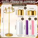Mumufy 50 Inch Metal Church Advent Candle Stand Tall Christmas Advent Wreath Stand Candleholder with 5 Pcs Purple Pink White Candles Jesus Nativity Religious Gift for Home Church