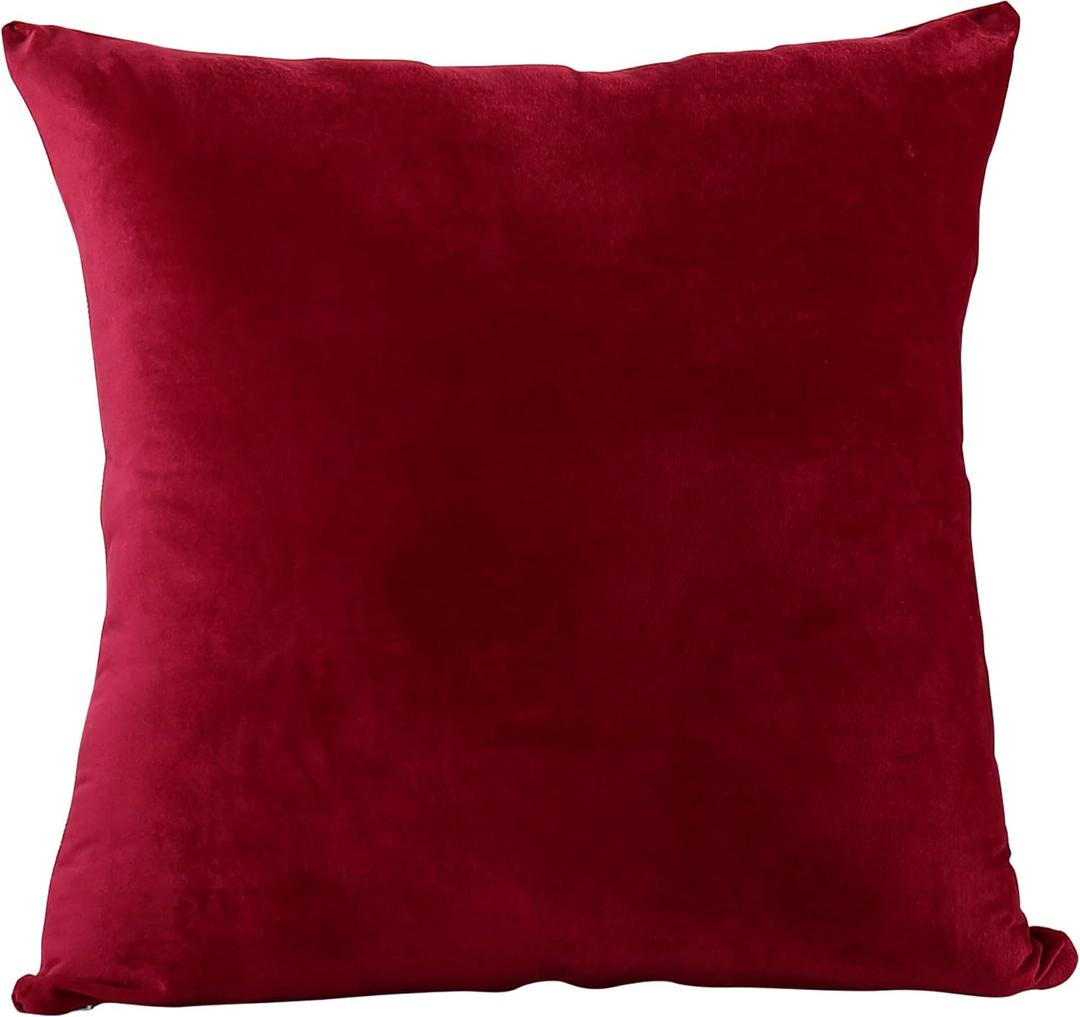 EVOLIVE Euro Sham Cover Soft Micromink Faux Velvet Pillowcase, Faux Fur Texture, Decorative Square Cushion Cover with Hidden Zipper Closure (26"x26" Euro Sham, Wine)