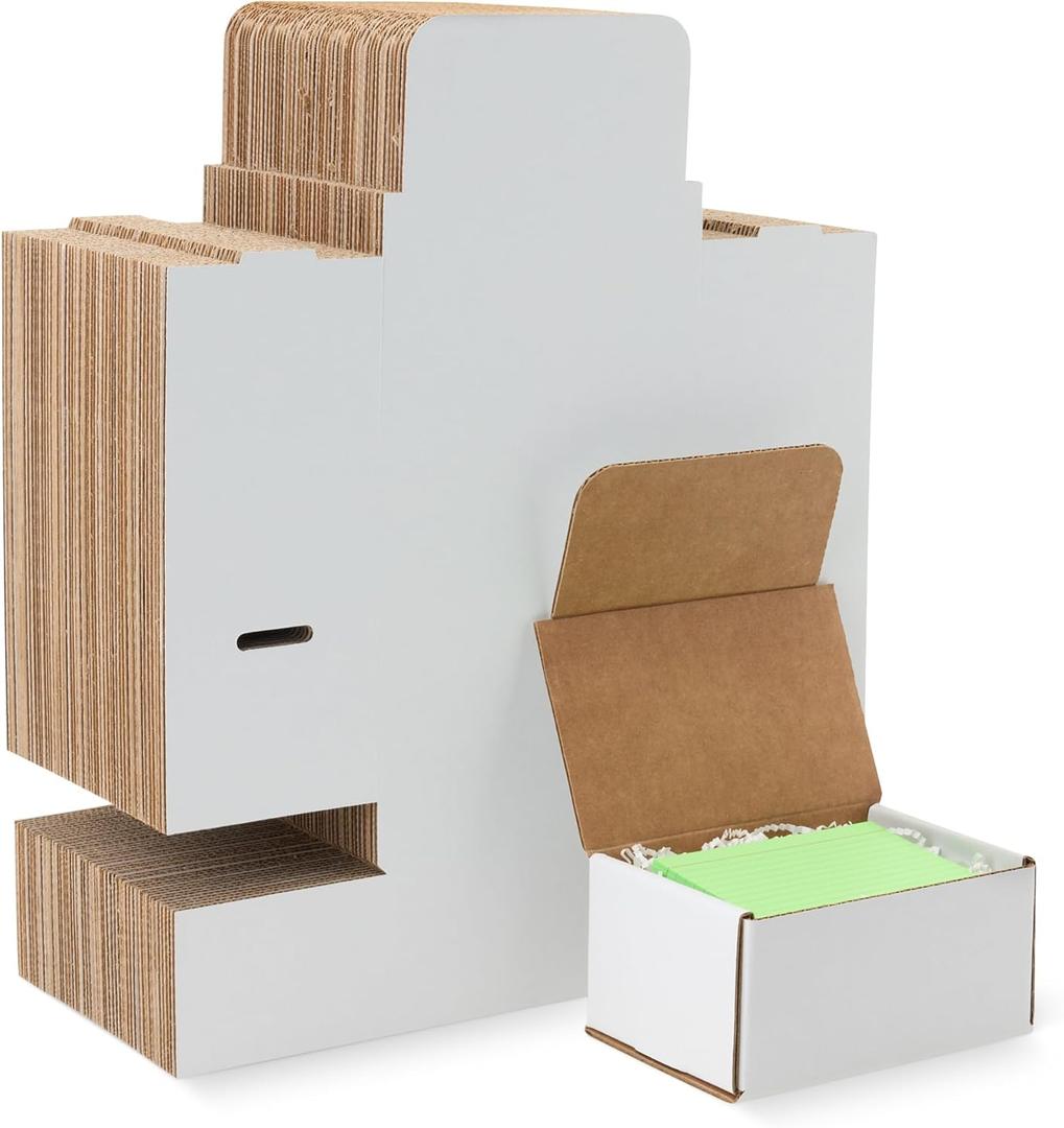 Amazon Basics Cardboard Shipping Mailer Boxes, 6" x 4" x 3", White, 50-Pack