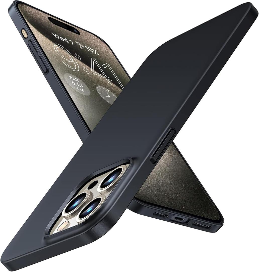 Gxmeuie for iPhone 15 Pro Max 5G Ultra Thin Case, [Silky Touch][Anti-Fingerprint], 15 Pro Max Slim Hard PC Matte Back Cover Anti-Scratch Shockproof Protective Cases for iPhone 15 Pro Max 5G (Black)
