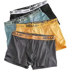 Men's Mesh Ice Silk Underwear Box Briefs Breathable Underwear Trunks Underpanties Multipacks (X-Large, 4pcs Mixed Color 01)