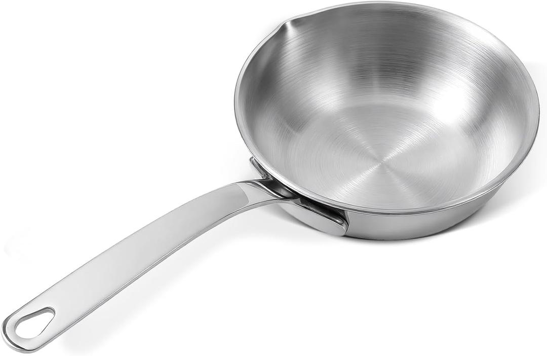 5.1-Inch Mini Egg Pan Stainless Steel Mini Sauce Pan Omelet Frying Pan with Spout for Home Kitchen Restaurant