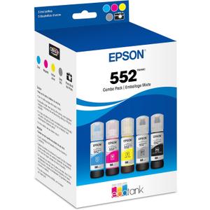 EPSON 552 EcoTank Ink Ultra-high Capacity Bottle Five Color Combo Pack (T552920-S) Works with ET-8500, 8550