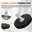 Ladder Leveler Rubber Feet for Type I,II and IA Extensions, Replacement Rubber Feet fit for Ladder Stabilizer Legs with Anti-Slip Threaded (1 Pair)