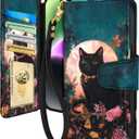 Toycamp for iPhone 14 Wallet Case with Wrist Strap - Leather Flip Folio Phone Case with RFID Blocking 4 Card Holder for Apple for iPhone 14 Funda Cute Aesthetic for Women, Paint Cat