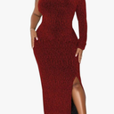 Women's Formal Dresses Elegant Long Sleeve Evening Party Dress Sexy One Shoulder High Split Cocktail Gowns XL