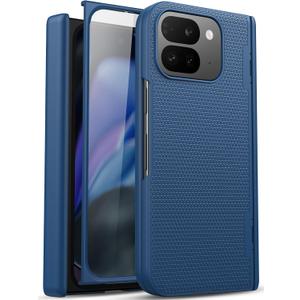 for Google Pixel 9 Pro Fold Case with Screen Protector & Hinge Protection, [Support Wireless Charging] Slim Fit Anti-Skid Texture Ultra Thin Protective Phone Case for Pixel 9 Pro Fold, Blue