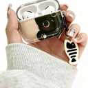 Cute Cartoon Black Cat Case for AirPods 3rd Generation with Fish Keychain, Clear Protective Cover Compatible with AirPods 3 Gen for Girls Women Boys