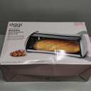 Oggi Stainless Steel Roll Top Bread Box for Kitchen Countertop with Stainless Steel Lid - Fits Multiple Large Loaves of Bread and Other Freshly Baked Goods Including Cookies, Bagels, Muffins (17.5 Inch by 7.5 Inch by 11.5 Inch)