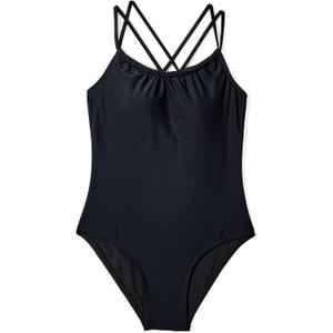 Girls One Piece Swimsuits Bathing Suits Kids Beach Sport Halter Swimwear Quick Dry UPF 50 (8-9 Years, Black)