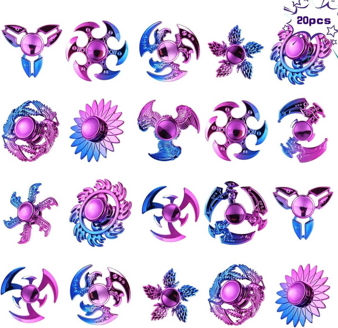 20 Pcs Cool Fidget Spinners for Kids Adults Boys Girls,Sensory Hand Fidget Pack,Stress Anxiety ADHD Relief Fidgets Toy,Party Favors,Birthday Gifts,Goodie Bag Stuffers,Classroom Prizes