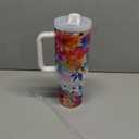 40oz Travel Mug Tumbler for Mom,Christmas, Birthday, and Mother's Day Gift from Daughter Son, Double Wall Vacuum Insulated with Handle,Colorful Floral Design (Pack of 1)