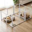Clear Acrylic Dog Play Pen Indoor (White, 23.6H, 12)