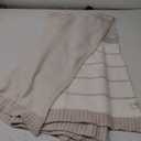 R.SHARE Beige Striped Throw Blanket 50x70 Inch Reversible, Feather Knit Tan Cream Taupe Microfiber Soft Comfy Cozy Lightweight Fluffy Fuzzy Warm Cute for Couch Sofa Chair Bed Home