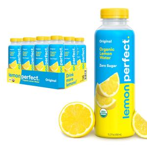 Lemon Perfect Original, Flavored Lemon Water, Organic, Zero Sugar, Healthy Hydration Drinks, 15.2 fl oz Bottles (12-Pack) (EXP 02/26/26)