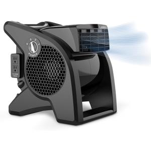 Lasko High Velocity Fan, 15", 375 CFM, Professional Utility Pivoting Blower Fan with 3 Speeds, 2 Accessory Outlets, 120V, Black, Model U15617