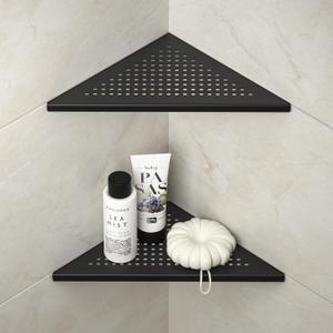 Bernkot Corner Shower Shelves, 10" Matte Black 304 Stainless Steel Recessed Shelf for Bathroom, Grout in Shelf for Tiled Wall 2 Pack