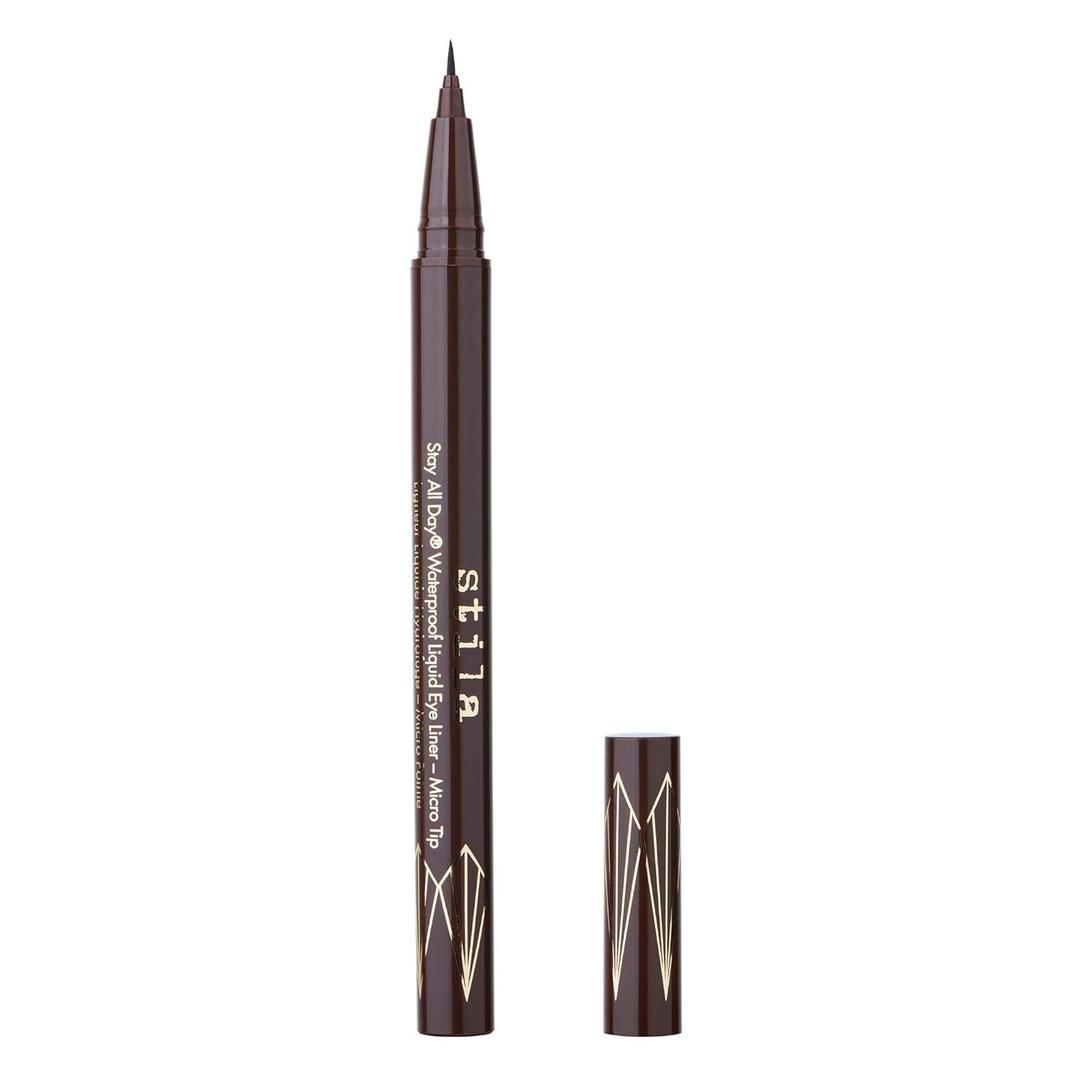 stila Waterproof Liquid Eye Liner, Stay All Day Makeup with Fine Brush Tip Lasting Satin Finish, Smudge-Proof & Transfer-Resistant (1 Count (Pack of 1), 13 Microtip - Dark Brown)