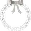 2 Pcs Christmas Photo Holder Display 17" Metal Wreath Xmas Card Holder Display Wall Hanging Decoration with Bow Wire Loop for Greeting Card Picture Insert Holiday Wall Decor(Silver)