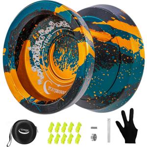 WATIEOBOO Yo yo Responsive Yoyo for Beginners Professional Unresponsive Yo-yo for Adults Pro Metal Trick Yo-yos with YoYos Bearing Kit 10 Strings, Case & Gloves