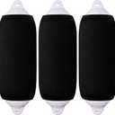 Boat Fender Covers 8" x 22"/10" x 26"/ 6" x 18" Fender Covers Marine Boat Bumper Sleeves for Twin Eye & Center Rope Tube Style Fenders, Black & Navy Blue, 3-Pack, Polyester (Boat Fender Not Included)