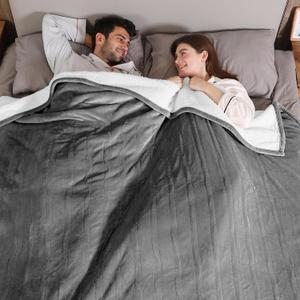 ESTINGO Electric Blanket Queen Size, Queen Heated Blanket Dual Control with 5 Heating Levels & 10 Hours Auto Off, Machine Washable Plush Heating Blanket 84" x 90", Cool Gray