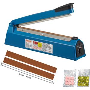 VEVOR Impulse Sealer12inch,Manual Heat Seal Machine with Adjustable Heating Mode,ABS Shrink Wrap Bag Sealers for Plastic Mylar PE PP Bags,Portable Poly Bag Sealing Machine with Extra Replace Kit, Blue