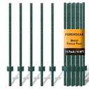FOREHOGAR Metal Fence Post 4 Feet Green, Pack of 15, T Posts for Wire Fence, No Dig Steel U Post Fencing for Lawn Garden Wire Mesh Fence Poles Sign Outdoor Light Duty