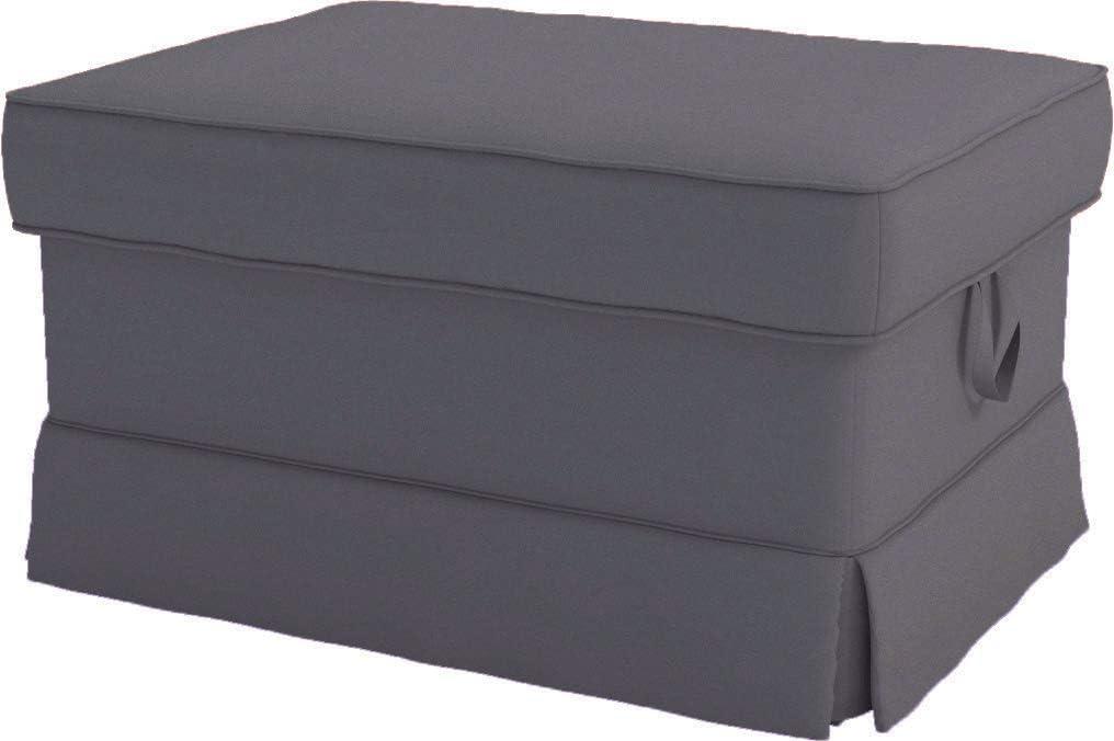 The Heavy Cotton Ektorp Ottoman Cover Replacement is Made Compatible for IKEA Ektorp Footstool Or Stool Slipcover (Dark Gray)