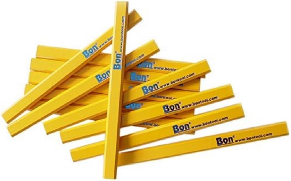 Bon 84-293 7-Inch Carpenter Pencil, Black Medium Lead with Yellow Casing, 4-Pack