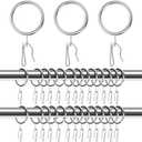 Hotop 60 Pieces 1.65 Inch Metal Drapery Curtain Rings Curtain Hanging Rings and 60 Pieces Metal Drapery Pin Hooks for Drapes Window Door Shower (Silver)