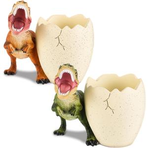 Eaasty 2 Pcs Dinosaur Kids Toothbrush Holders Toothbrush Organizer Funny Dino Resin Cup for Bathroom Easy to Clean Pen Holder Gift Birthday Children's Day Christmas