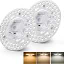 2 Pack Ceiling Fan LED Light Replacement Dimmable 5.1 inch 24W 2100LM, AC120V 3CCT 3000K/4000K/5000K Adjustable LED Retrofit Light Kit for Ceiling Fan