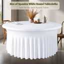 WJWHQ 10 Pack White Round Spandex Tablecloths for 60in Tables, 120Inch Stretchy Fitted 5FT Round Table Clothes,Wrinkle Free Table Cover with Skirt for Wedding Party Dining Banquet