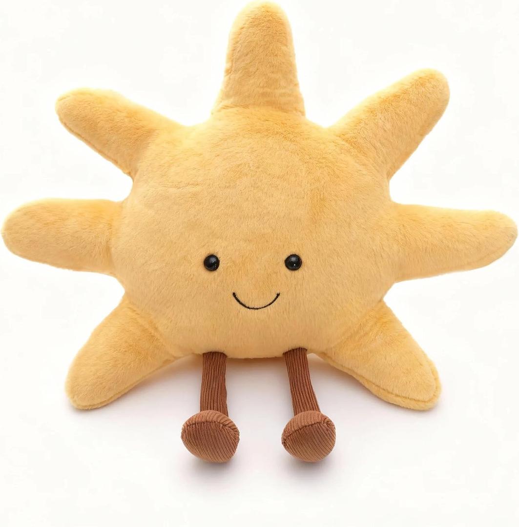 1 lb Weighted Sun Plush Pillow - 12 inch Stuffed Animal Weighted Plush Toy, Soft Cuddle Plushie, Birthday