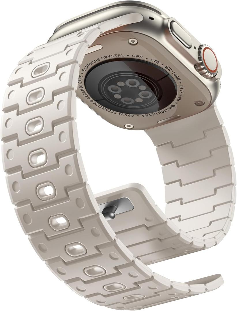 Bandletic Magnetic Silicone Watchband Compatible with Apple Watch Bands for Men 44mm 45mm 46mm 49mm 42mm Women, Sport Strong Magnets Strap for iWatch Series 3 2 1