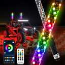 2PCS 1FT RGB Whip Lights,LED Whip Light with App & Remote Control Spiral Chasing Lighted Antenna Whips for Side by Side Music Whip Lights for ATV UTV RZR Can-Am Polaris Dune Buggy SXS Truck