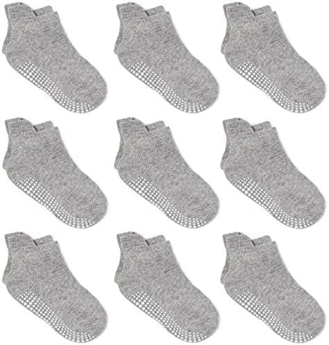 Zaples Baby Non Slip Grip Ankle Socks with Non Skid Soles for Infants Toddlers Kids Boys Girls 9